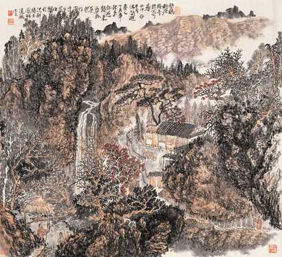 漆伯麟 1997年作 山中好日月 镜心